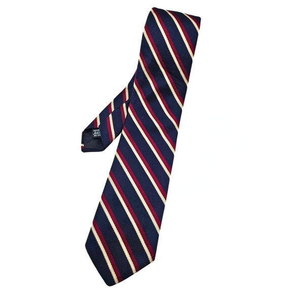 Corniche Necktie Mens Navy Blue Red‎ Striped Silk Classic Business Formal - Picture 5 of 5